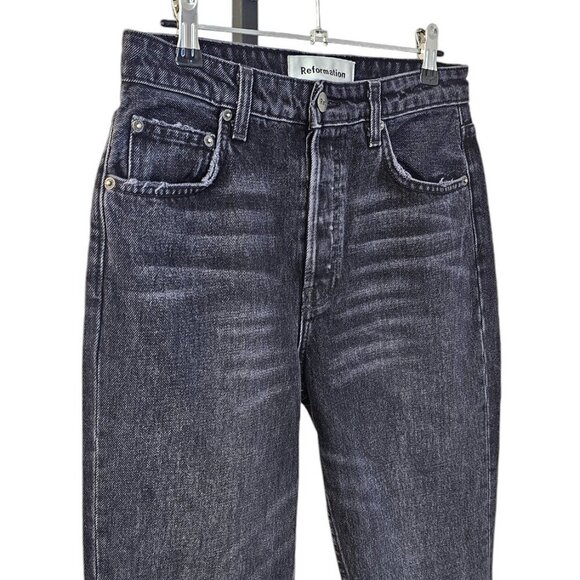 Reformation Brooke Jean in Pacific Size 26 High Rise Button Fly Straight Raw Hem - Picture 7 of 10